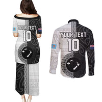 Custom Fiji and New Zealand Rugby Couples Matching Puletasi and Long Sleeve Button Shirt Tapa Mix Maori Pattern LT03 - Polynesian Pride
