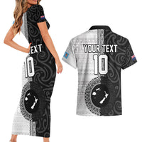 Custom Fiji and New Zealand Rugby Couples Matching Short Sleeve Bodycon Dress and Hawaiian Shirt Tapa Mix Maori Pattern LT03 - Polynesian Pride