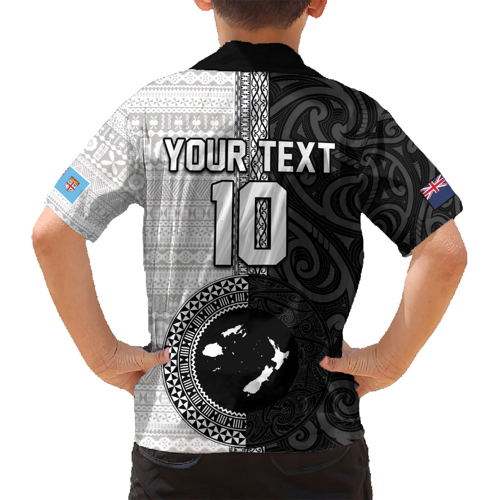 Custom Fiji and New Zealand Rugby Family Matching Long Sleeve Bodycon Dress and Hawaiian Shirt Tapa Mix Maori Pattern LT03 - Polynesian Pride