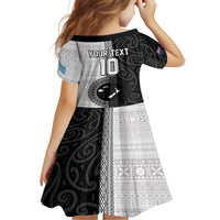 Custom Fiji and New Zealand Rugby Family Matching Off The Shoulder Long Sleeve Dress and Hawaiian Shirt Tapa Mix Maori Pattern LT03 - Polynesian Pride