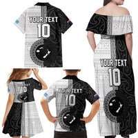 Custom Fiji and New Zealand Rugby Family Matching Off Shoulder Maxi Dress and Hawaiian Shirt Tapa Mix Maori Pattern LT03 - Polynesian Pride
