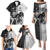 Custom Fiji and New Zealand Rugby Family Matching Puletasi and Hawaiian Shirt Tapa Mix Maori Pattern LT03 - Polynesian Pride