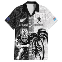 Custom Fiji and New Zealand Rugby Family Matching Tank Maxi Dress and Hawaiian Shirt Tapa Mix Maori Pattern LT03 Dad's Shirt - Short Sleeve Black - Polynesian Pride