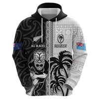 Custom Fiji and New Zealand Rugby Hoodie Tapa Mix Maori Pattern LT03 - Polynesian Pride