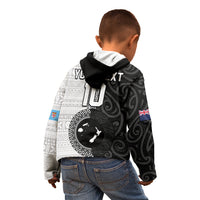 Custom Fiji and New Zealand Rugby Kid Hoodie Tapa Mix Maori Pattern LT03 - Polynesian Pride