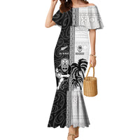 Custom Fiji and New Zealand Rugby Mermaid Dress Tapa Mix Maori Pattern LT03 Women Black - Polynesian Pride