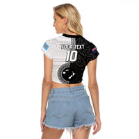 Custom Fiji and New Zealand Rugby Raglan Cropped T Shirt Tapa Mix Maori Pattern LT03 - Polynesian Pride