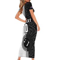 Custom Fiji and New Zealand Rugby Short Sleeve Bodycon Dress Tapa Mix Maori Pattern LT03 - Polynesian Pride