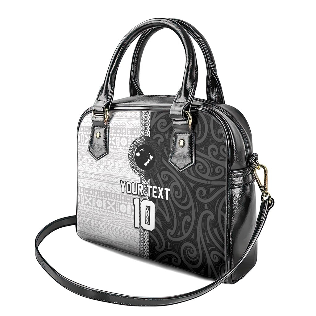 Custom Fiji and New Zealand Rugby Shoulder Handbag Tapa Mix Maori Pattern