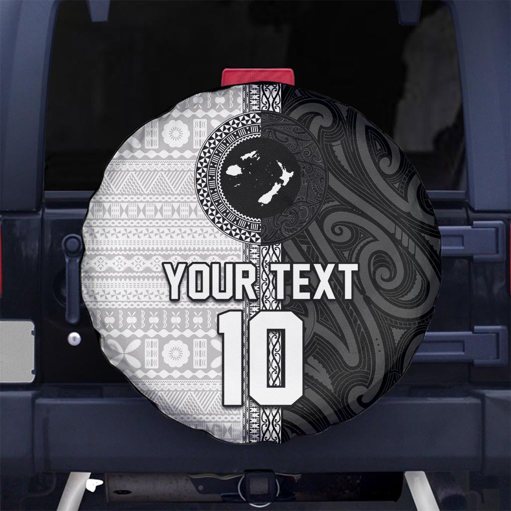 Custom Fiji and New Zealand Rugby Spare Tire Cover Tapa Mix Maori Pattern LT03 - Polynesian Pride