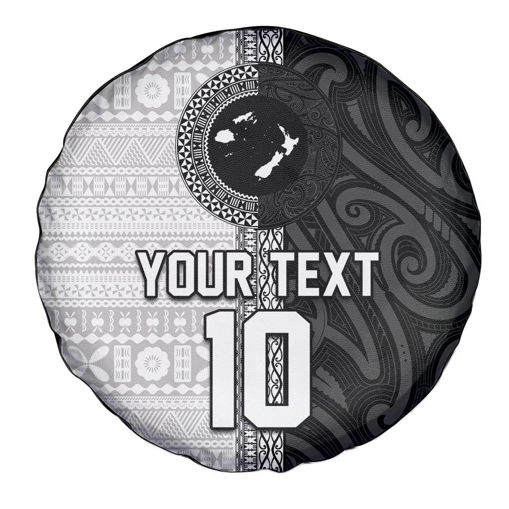 Custom Fiji and New Zealand Rugby Spare Tire Cover Tapa Mix Maori Pattern LT03 - Polynesian Pride