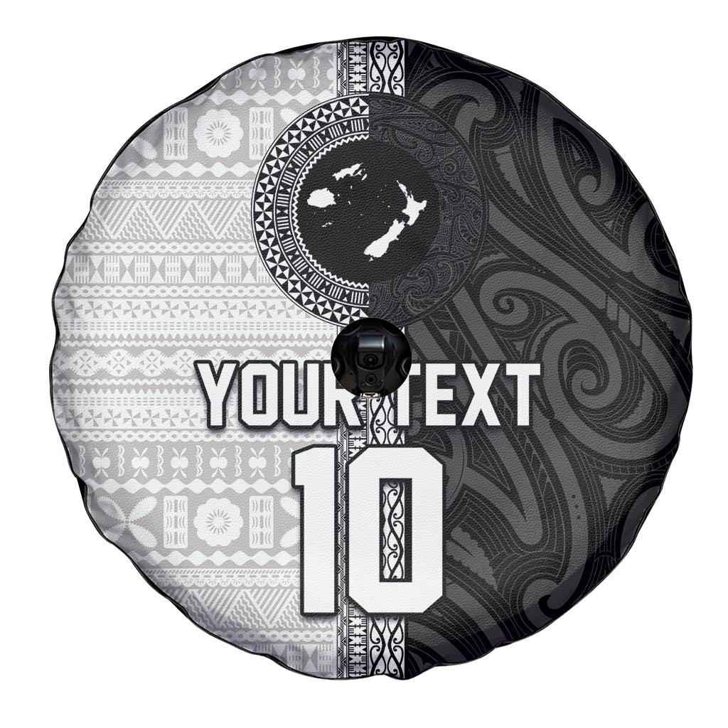 Custom Fiji and New Zealand Rugby Spare Tire Cover Tapa Mix Maori Pattern LT03 - Polynesian Pride