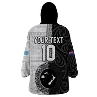 Custom Fiji and New Zealand Rugby Wearable Blanket Hoodie Tapa Mix Maori Pattern LT03 - Polynesian Pride
