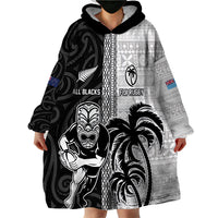 Custom Fiji and New Zealand Rugby Wearable Blanket Hoodie Tapa Mix Maori Pattern LT03 - Polynesian Pride