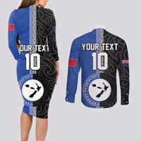 Custom Samoa and New Zealand Rugby Couples Matching Long Sleeve Bodycon Dress and Long Sleeve Button Shirt Teuila Samoan and Maori Warrior LT03 - Polynesian Pride