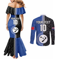 Custom Samoa and New Zealand Rugby Couples Matching Mermaid Dress and Long Sleeve Button Shirt Teuila Samoan and Maori Warrior LT03 - Polynesian Pride