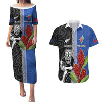 Custom Samoa and New Zealand Rugby Couples Matching Puletasi and Hawaiian Shirt Teuila Samoan and Maori Warrior LT03 Black - Polynesian Pride