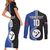 Custom Samoa and New Zealand Rugby Couples Matching Short Sleeve Bodycon Dress and Long Sleeve Button Shirt Teuila Samoan and Maori Warrior LT03 - Polynesian Pride
