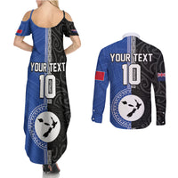 Custom Samoa and New Zealand Rugby Couples Matching Summer Maxi Dress and Long Sleeve Button Shirt Teuila Samoan and Maori Warrior LT03 - Polynesian Pride