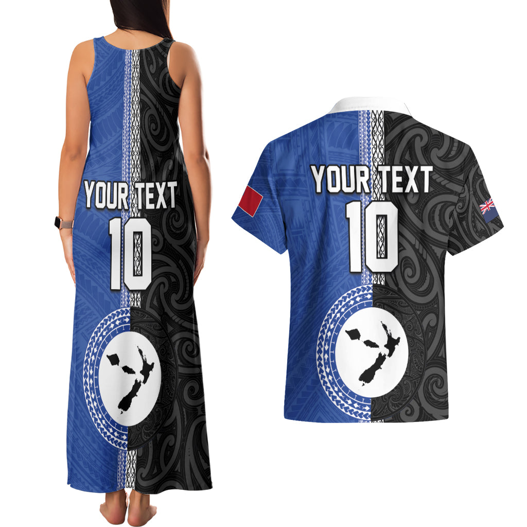 Custom Samoa and New Zealand Rugby Couples Matching Tank Maxi Dress and Hawaiian Shirt Teuila Samoan and Maori Warrior LT03 - Polynesian Pride
