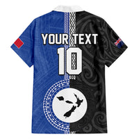 Custom Samoa and New Zealand Rugby Family Matching Off Shoulder Short Dress and Hawaiian Shirt Teuila Samoan and Maori Warrior LT03 - Polynesian Pride