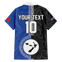 Custom Samoa and New Zealand Rugby Family Matching Short Sleeve Bodycon Dress and Hawaiian Shirt Teuila Samoan and Maori Warrior LT03 - Polynesian Pride