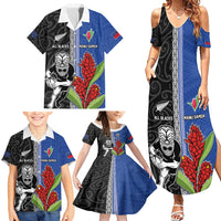 Custom Samoa and New Zealand Rugby Family Matching Summer Maxi Dress and Hawaiian Shirt Teuila Samoan and Maori Warrior LT03 - Polynesian Pride