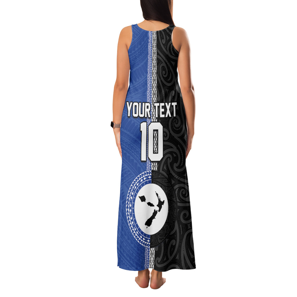 Custom Samoa and New Zealand Rugby Family Matching Tank Maxi Dress and Hawaiian Shirt Teuila Samoan and Maori Warrior LT03 - Polynesian Pride
