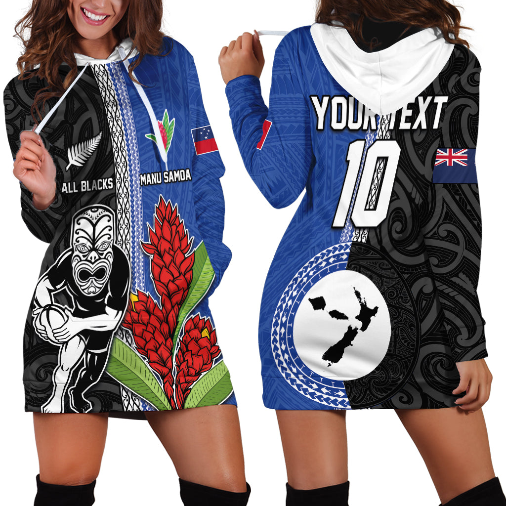 Custom Samoa and New Zealand Rugby Hoodie Dress Teuila Samoan and Maori Warrior LT03 - Polynesian Pride