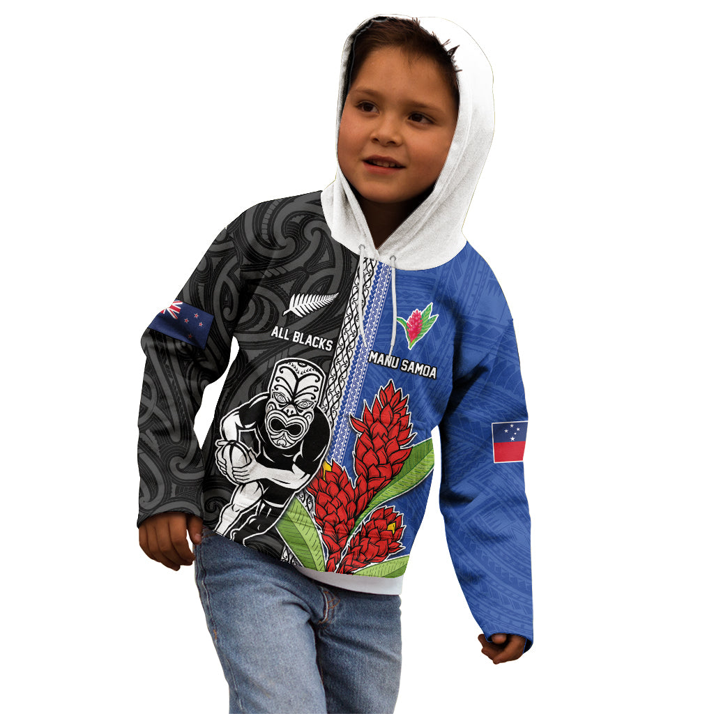 Custom Samoa and New Zealand Rugby Kid Hoodie Teuila Samoan and Maori Warrior LT03 - Polynesian Pride