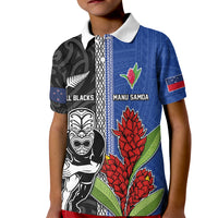 Custom Samoa and New Zealand Rugby Kid Polo Shirt Teuila Samoan and Maori Warrior LT03 Kid Black - Polynesian Pride