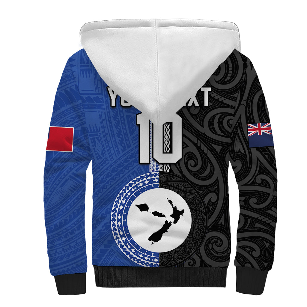 Custom Samoa and New Zealand Rugby Sherpa Hoodie Teuila Samoan and Maori Warrior LT03 - Polynesian Pride