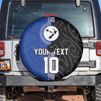 Custom Samoa and New Zealand Rugby Spare Tire Cover Teuila Samoan and Maori Warrior LT03 Black - Polynesian Pride