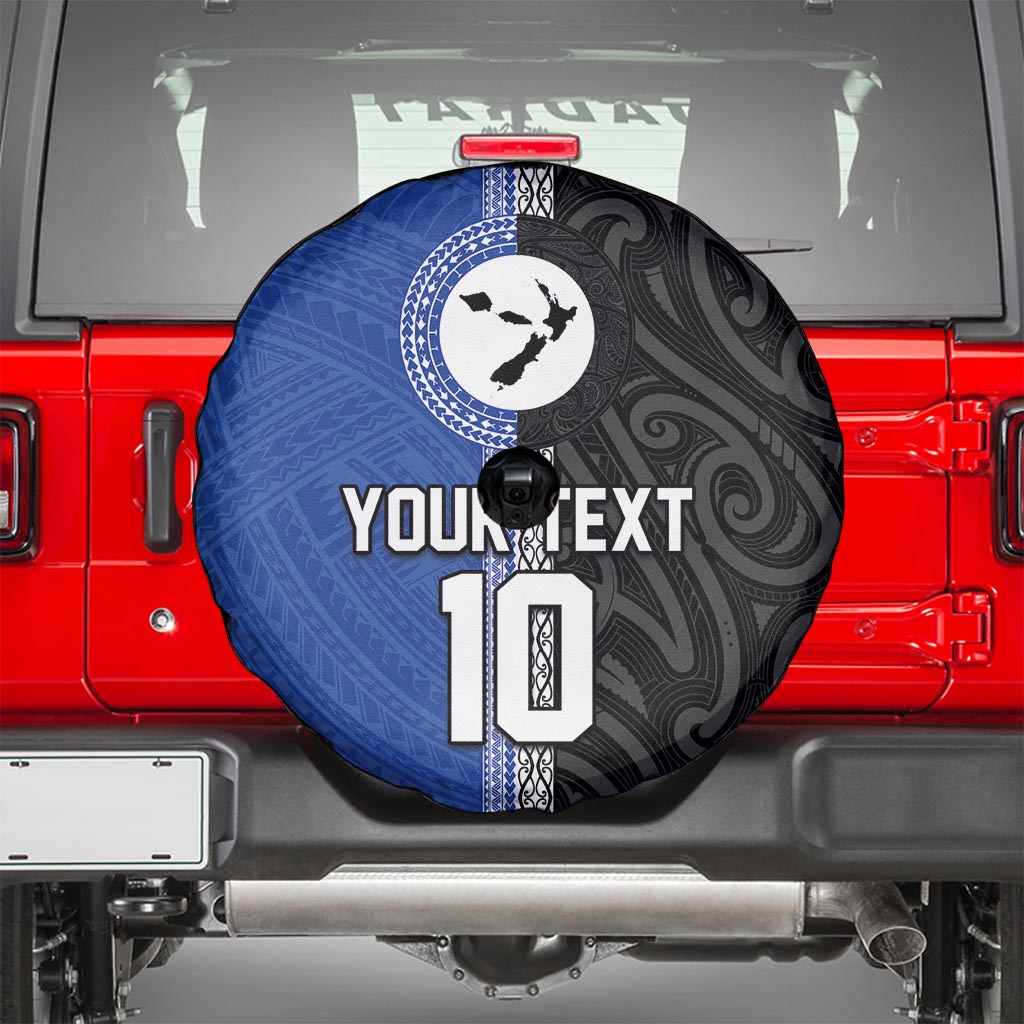 Custom Samoa and New Zealand Rugby Spare Tire Cover Teuila Samoan and Maori Warrior LT03 - Polynesian Pride
