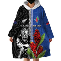 Custom Samoa and New Zealand Rugby Wearable Blanket Hoodie Teuila Samoan and Maori Warrior LT03 - Polynesian Pride