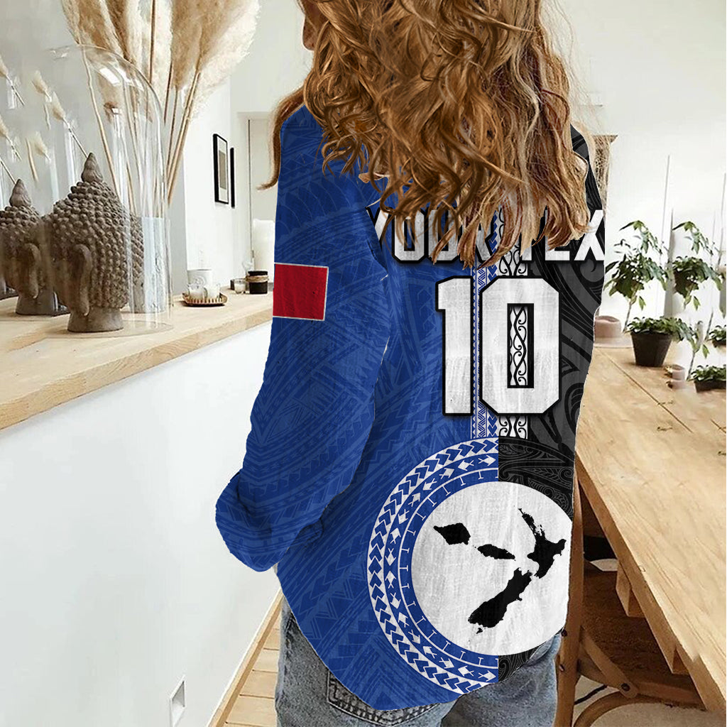 Custom Samoa and New Zealand Rugby Women Casual Shirt Teuila Samoan and Maori Warrior LT03 - Polynesian Pride
