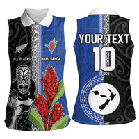 Custom Samoa and New Zealand Rugby Women Sleeveless Polo Shirt Teuila Samoan and Maori Warrior LT03 - Polynesian Pride