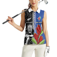 Custom Samoa and New Zealand Rugby Women Sleeveless Polo Shirt Teuila Samoan and Maori Warrior LT03 - Polynesian Pride