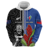 Custom Samoa and New Zealand Rugby Zip Hoodie Teuila Samoan and Maori Warrior LT03 - Polynesian Pride