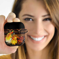 Australia and Papua New Guinea Together AirPods Case Kangaroo Aboriginal Art and Bird-of-paradise Oro Tribal Motifs LT03 Black - Polynesian Pride