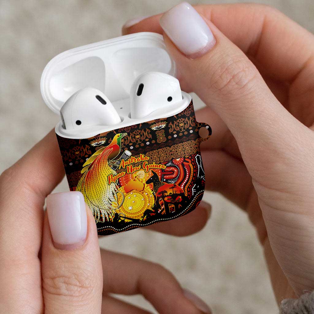 Australia and Papua New Guinea Together AirPods Case Kangaroo Aboriginal Art and Bird-of-paradise Oro Tribal Motifs LT03 - Polynesian Pride