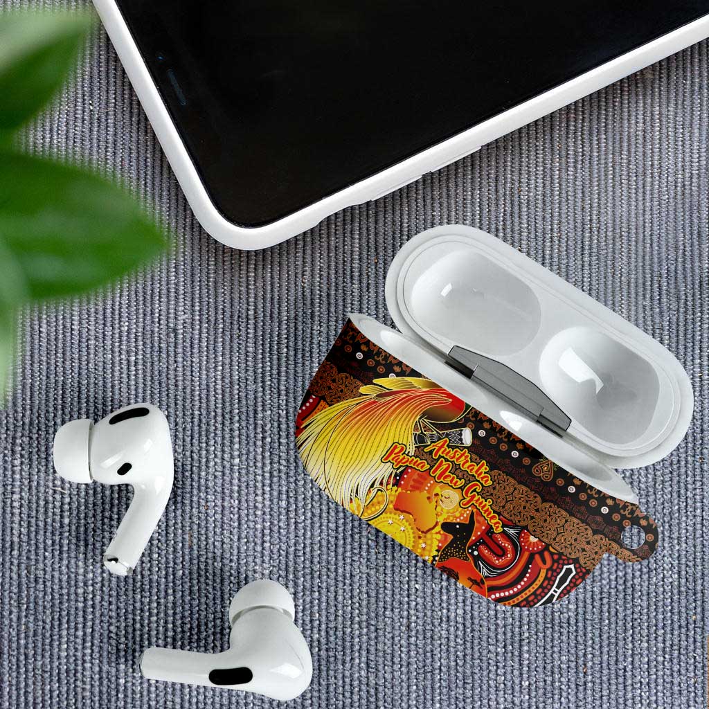 Australia and Papua New Guinea Together AirPods Case Kangaroo Aboriginal Art and Bird-of-paradise Oro Tribal Motifs LT03 - Polynesian Pride