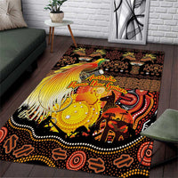Australia and Papua New Guinea Together Area Rug Kangaroo Aboriginal Art and Bird-of-paradise Oro Tribal Motifs LT03 Black - Polynesian Pride