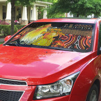 Australia and Papua New Guinea Together Auto Sun Shade Kangaroo Aboriginal Art and Bird-of-paradise Oro Tribal Motifs LT03 - Polynesian Pride