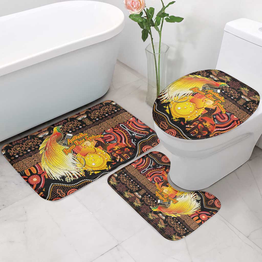 Australia and Papua New Guinea Together Bathroom Set Kangaroo Aboriginal Art and Bird-of-paradise Oro Tribal Motifs LT03 - Polynesian Pride