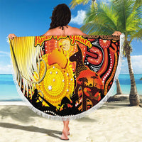 Australia and Papua New Guinea Together Beach Blanket Kangaroo Aboriginal Art and Bird-of-paradise Oro Tribal Motifs LT03 - Polynesian Pride