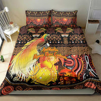 Australia and Papua New Guinea Together Bedding Set Kangaroo Aboriginal Art and Bird-of-paradise Oro Tribal Motifs LT03 - Polynesian Pride