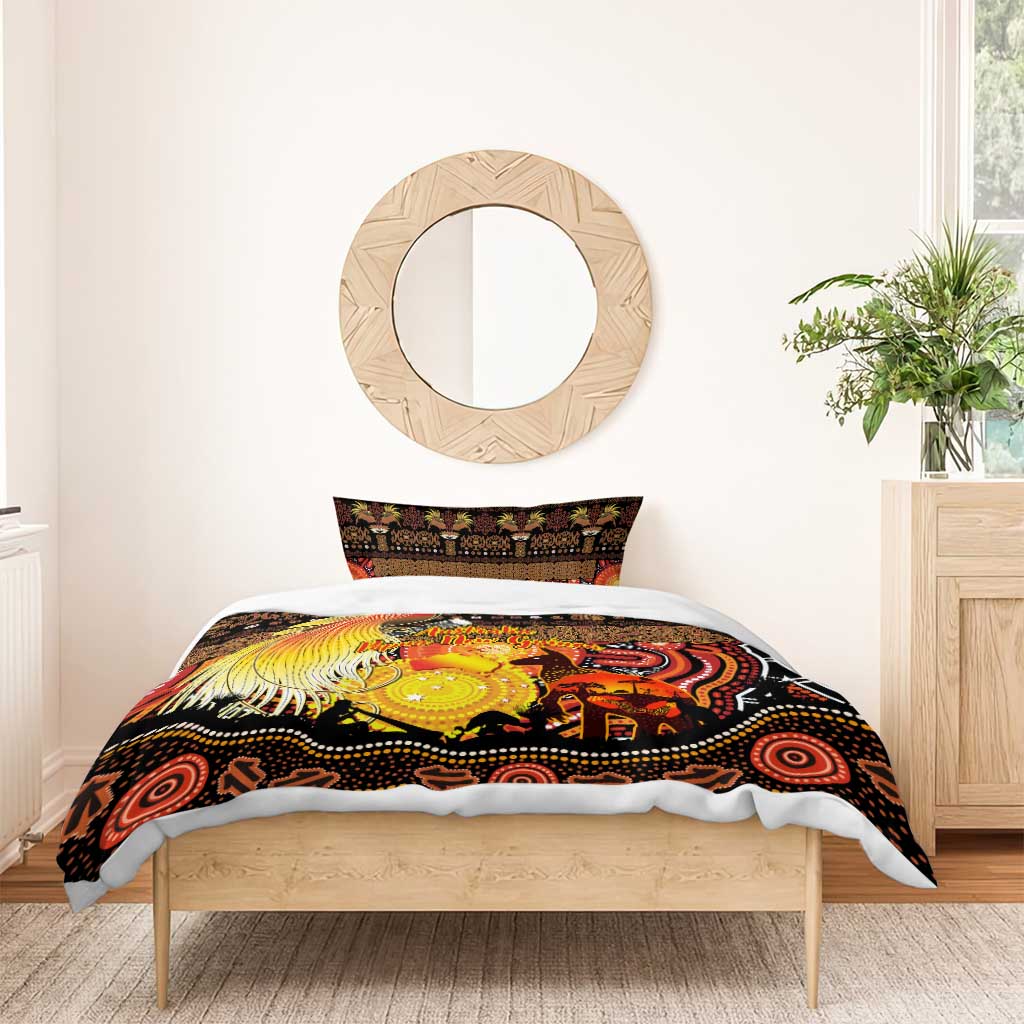 Australia and Papua New Guinea Together Bedding Set Kangaroo Aboriginal Art and Bird-of-paradise Oro Tribal Motifs LT03 - Polynesian Pride