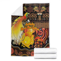 Australia and Papua New Guinea Together Blanket Kangaroo Aboriginal Art and Bird-of-paradise Oro Tribal Motifs LT03 - Polynesian Pride