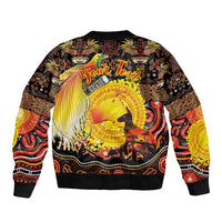 Personalized Australia and Papua New Guinea Together Bomber Jacket Kangaroo Aboriginal Art and Bird-of-paradise Oro Tribal Motifs LT03 - Polynesian Pride
